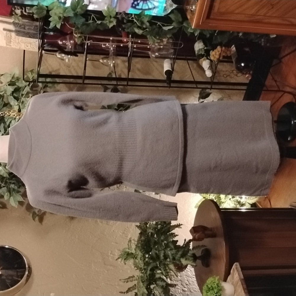 F-015 Rare Renee Tener for Jeanne Pierre Heather Gray Knit Lambswool 2 Piece